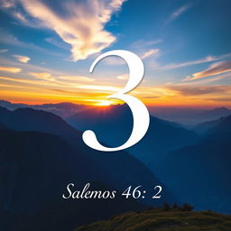 A large, elegant number 3 prominently centered in the image, with 'Salmos 46:1-2' written in graceful script beneath it