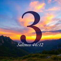 A large, elegant number 3 prominently centered in the image, with 'Salmos 46:1-2' written in graceful script beneath it