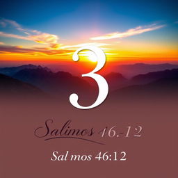 A large, elegant number 3 prominently centered in the image, with 'Salmos 46:1-2' written in graceful script beneath it