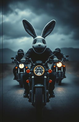 A dark and moody book cover featuring three motor bikers