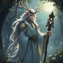 A captivating half-human, half-kirin cleric with graceful antlers