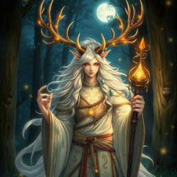 An intriguing half-human, half-kirin cleric with majestic antlers