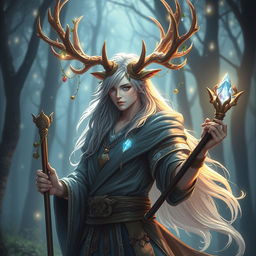 A captivating half-human, half-kirin cleric with majestic antlers