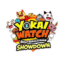 A dynamic and bold logo for 'Yokai Watch Showdown'