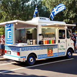 1996 Honda Acty transformed into a vibrant food truck with a Greek theme