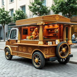 1996 Honda Acty converted into an Ancient Greek-themed food truck specializing in protein shakes