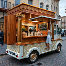 1996 Honda Acty converted into an Ancient Greek-themed food truck specializing in protein shakes