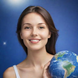 A radiant girl with the Earth as the background.