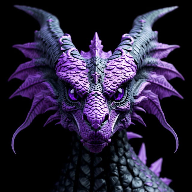 A warlock dragonborn with a stunning color transformation from black to pearlescent purple scales