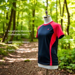 A high-quality, comfortable trail running shirt, featuring moisture-wicking fabric, seamless design to prevent chafing, and a stylish modern look