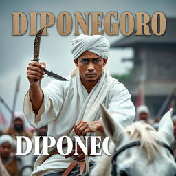 Action movie poster titled "DIPONEGORO" featuring a prominent, large title in a military font that conveys a sense of war and heroism