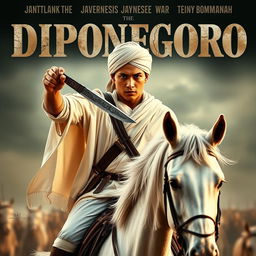 Action movie poster titled "DIPONEGORO" featuring a prominent, large title in a military font that conveys a sense of war and heroism