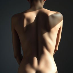 focus on the human posterior anatomy, emphasizing the roundness and curvature, showcasing the interplay of light and shadow to enhance the form