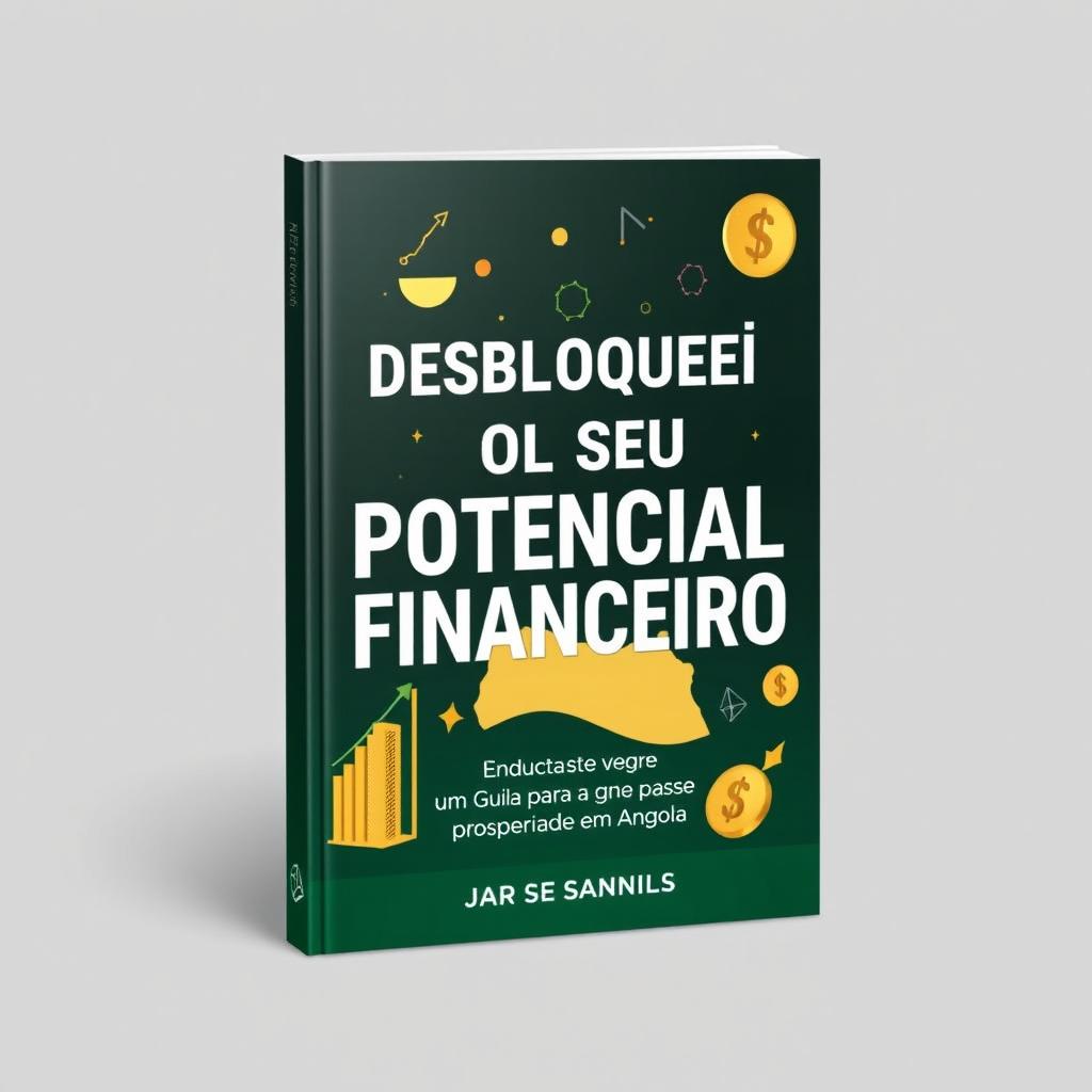 An eBook cover design titled "Desbloqueei o seu Potencial Financeiro: Um Guia para a Prosperidade em Angola" capturing the essence of financial empowerment and progress