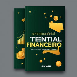 An eBook cover design titled "Desbloqueei o seu Potencial Financeiro: Um Guia para a Prosperidade em Angola" capturing the essence of financial empowerment and progress