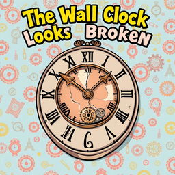 A colorful and whimsical cartoon illustration of a vintage wall clock designed as a novel cover