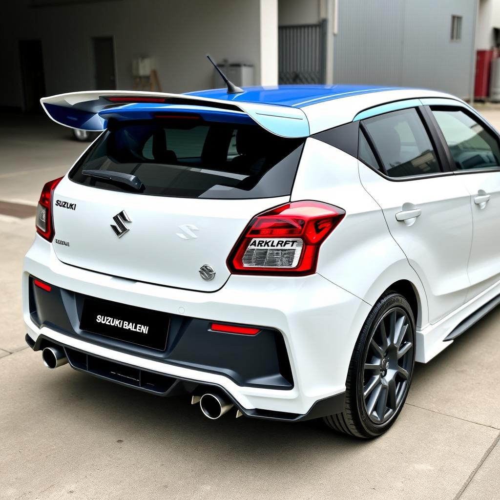 2023 Suzuki Baleno in a sleek white color with a striking blue roof