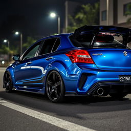 A Suzuki Baleno modified with aerodynamic sports car features