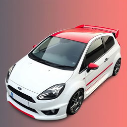 A modified classic 2007 Ford Fiesta TDCi in a striking two-tone color scheme