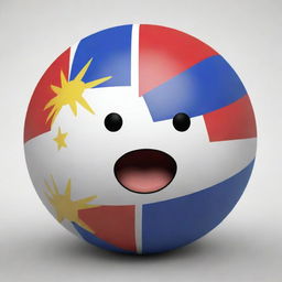 A cartoon sphere (countryball) characterized as the Philippines, with its flag’s colors and symbols prominently displayed. The sphere has cute, expressive eyes and a cheerful demeanor.