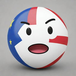 A cartoon sphere (countryball) characterized as the Philippines, with its flag’s colors and symbols prominently displayed. The sphere has cute, expressive eyes and a cheerful demeanor.