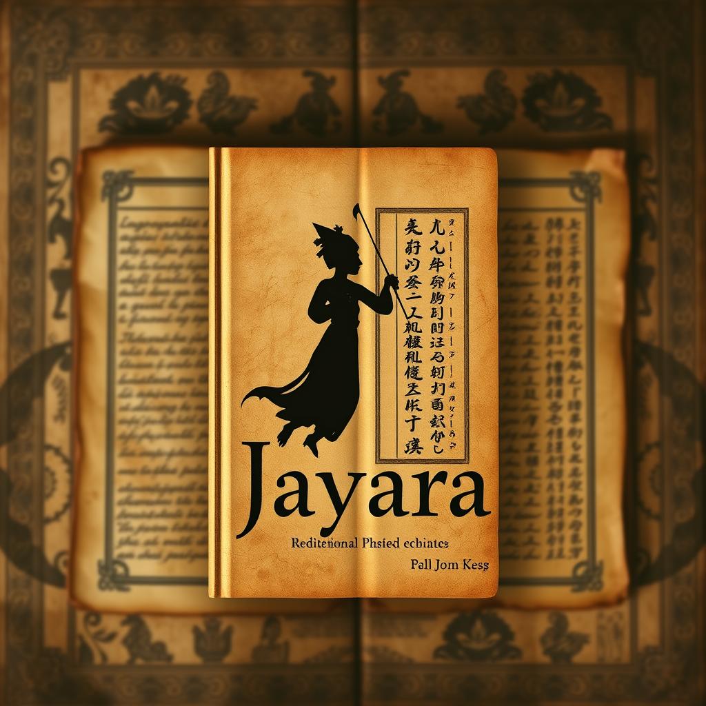 A captivating book cover featuring an ancient Javanese manuscript as the background