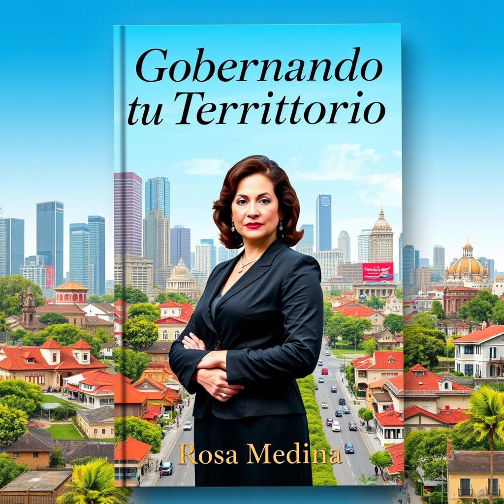 A captivating and authoritative book cover for "Gobernando tu Territorio" by Rosa Medina