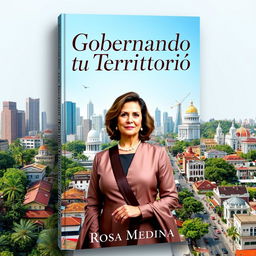 A captivating and authoritative book cover for "Gobernando tu Territorio" by Rosa Medina