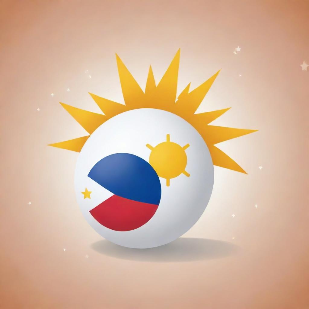 Illustrate an accurate Philippines countryball, showcasing the sun and stars from the Philippine flag. The round character is cheerful and has cute eyes.