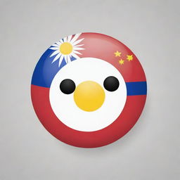 Illustrate an accurate Philippines countryball, showcasing the sun and stars from the Philippine flag. The round character is cheerful and has cute eyes.