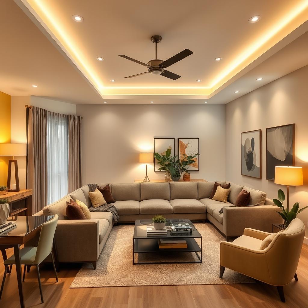 Spacious modern living room with a cozy atmosphere