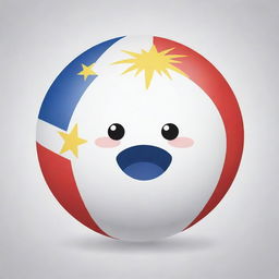 Illustrate an accurate Philippines countryball, showcasing the sun and stars from the Philippine flag. The round character is cheerful and has cute eyes.