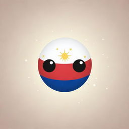 Illustrate an accurate Philippines countryball, showcasing the sun and stars from the Philippine flag. The round character is cheerful and has cute eyes.