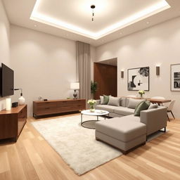 Redesign the living room to create a modern and spacious feel