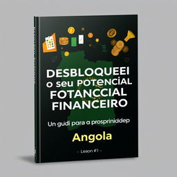 A sophisticated eBook cover design titled "Desbloqueei o seu Potencial Financeiro: Um Guia para a Prosperidade em Angola" that conveys a sense of financial empowerment and progress