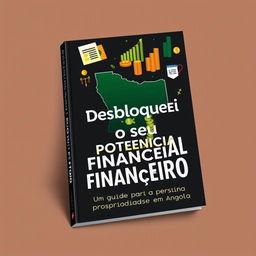 A sophisticated eBook cover design titled "Desbloqueei o seu Potencial Financeiro: Um Guia para a Prosperidade em Angola" that conveys a sense of financial empowerment and progress