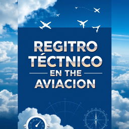 Design a vertical cover with the title 'Registro Técnico en la Aviación' in Spanish