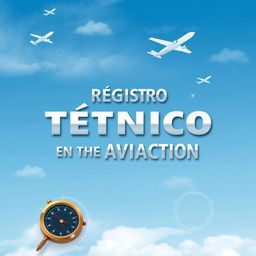 Design a vertical cover with the title 'Registro Técnico en la Aviación' in Spanish