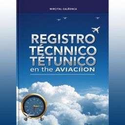 Design a vertical cover with the title 'Registro Técnico en la Aviación' in Spanish