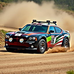 A 2008 Dodge Charger customized into a wide body rally car