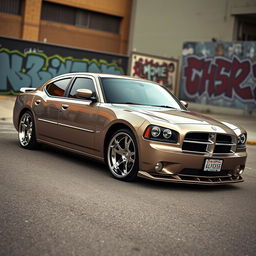 2007 Dodge Charger, transformed into a low rider with sleek lines, gleaming chrome accents, and custom paint job