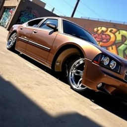 2007 Dodge Charger, transformed into a low rider with sleek lines, gleaming chrome accents, and custom paint job