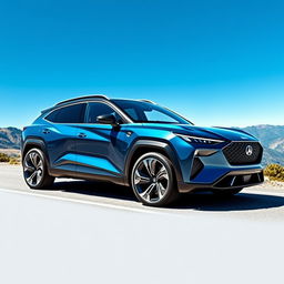 A sleek and modern coupe SUV with a futuristic design, featuring bold lines and aerodynamic contours