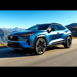 A sleek and modern coupe SUV with a futuristic design, featuring bold lines and aerodynamic contours