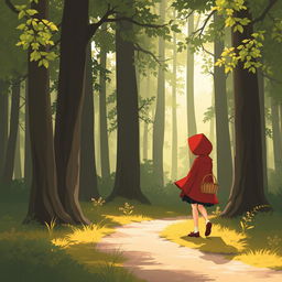 A sophisticated and subtle thumbnail illustration of Little Red Riding Hood