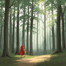 A sophisticated and subtle thumbnail illustration of Little Red Riding Hood