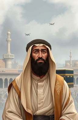 A dignified and graceful depiction of Abu Bakr as-Siddiq, the first Caliph, highlighting his virtues of honesty, kindness, and intelligence