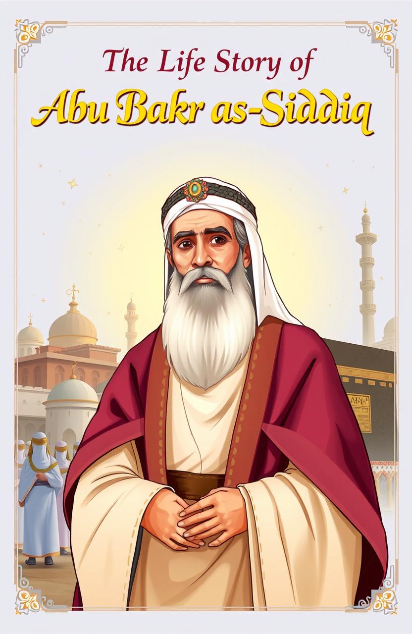 Illustrated cover page depicting Abu Bakr as-Siddiq, the first caliph, known for his honesty, kindness, and intelligence