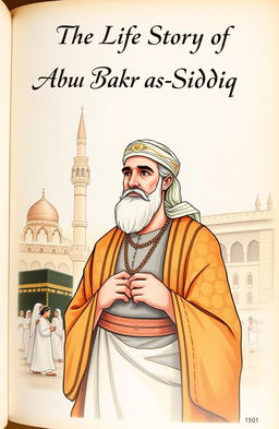 Illustrated cover page depicting Abu Bakr as-Siddiq, the first caliph, known for his honesty, kindness, and intelligence