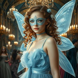 A hyper-realistic portrait of the prettiest fairy young adult girl, featuring curly hazel hair cascading gracefully and luminous pale skin that enhances her enchanting appearance